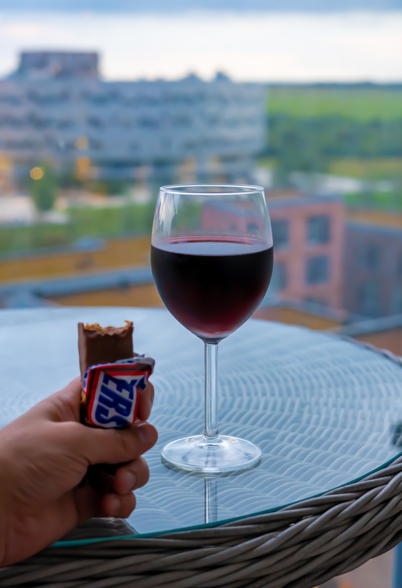 Snickers and wine